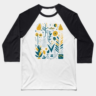 Bohemian Style Floral Shapes Baseball T-Shirt